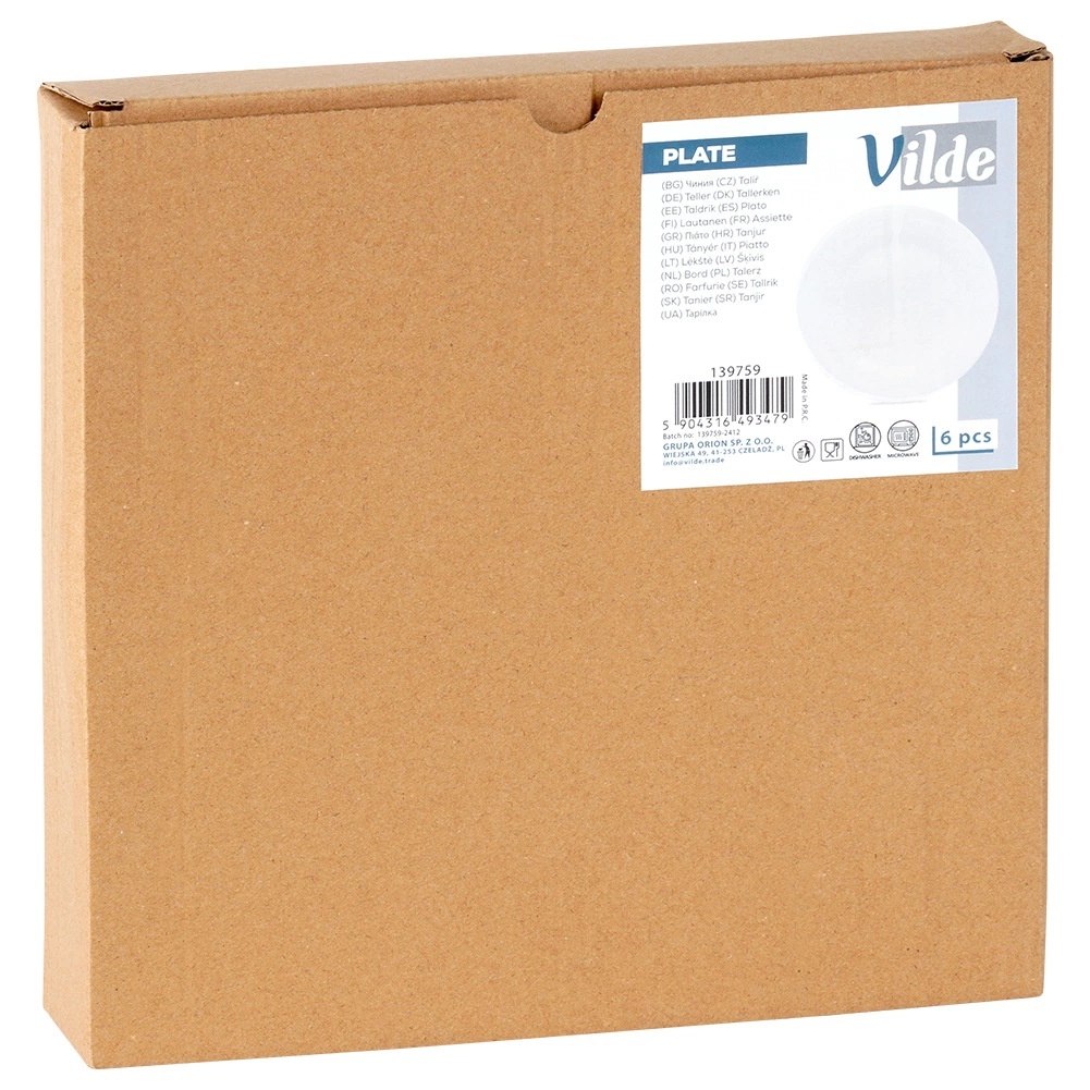 Talerze Obiadowe Płytkie Szkło Białe 6 szt. VILDE 25,5 cm Opalowe - obrazek 7