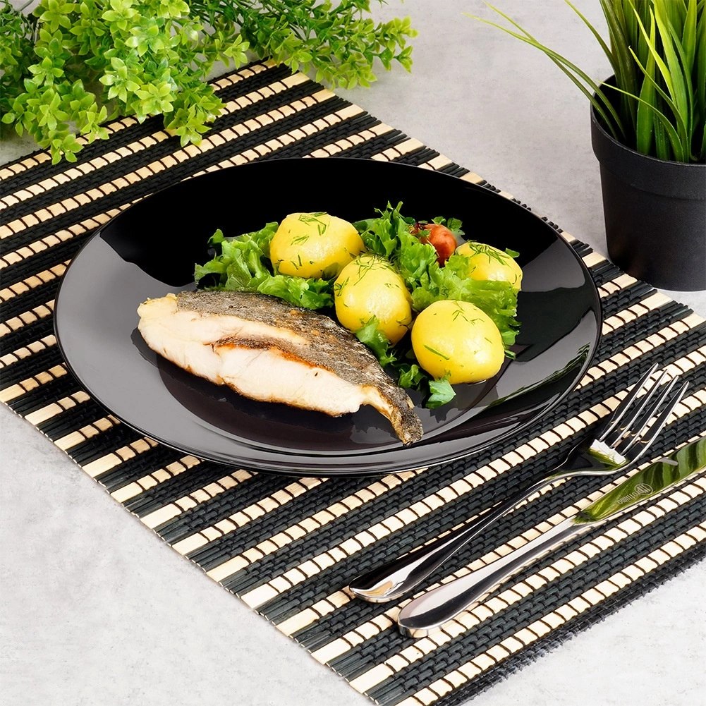 Talerze Obiadowe Płytkie Szkło Czarne 6 szt. VILDE 25,5 cm Opalowe - obrazek 4