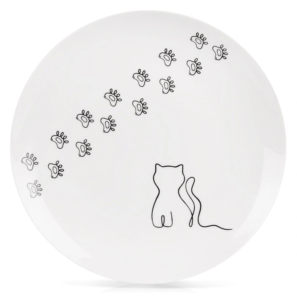 Talerzyk Deserowy Porcelanowy 20,5 cm Kotek Biały Talerz dla Dzieci