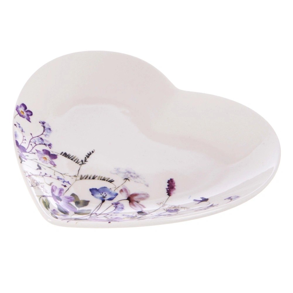 Talerzyk w Kształcie Serca Porcelana 17 cm Louka Kwiaty na Prezent - obrazek 3