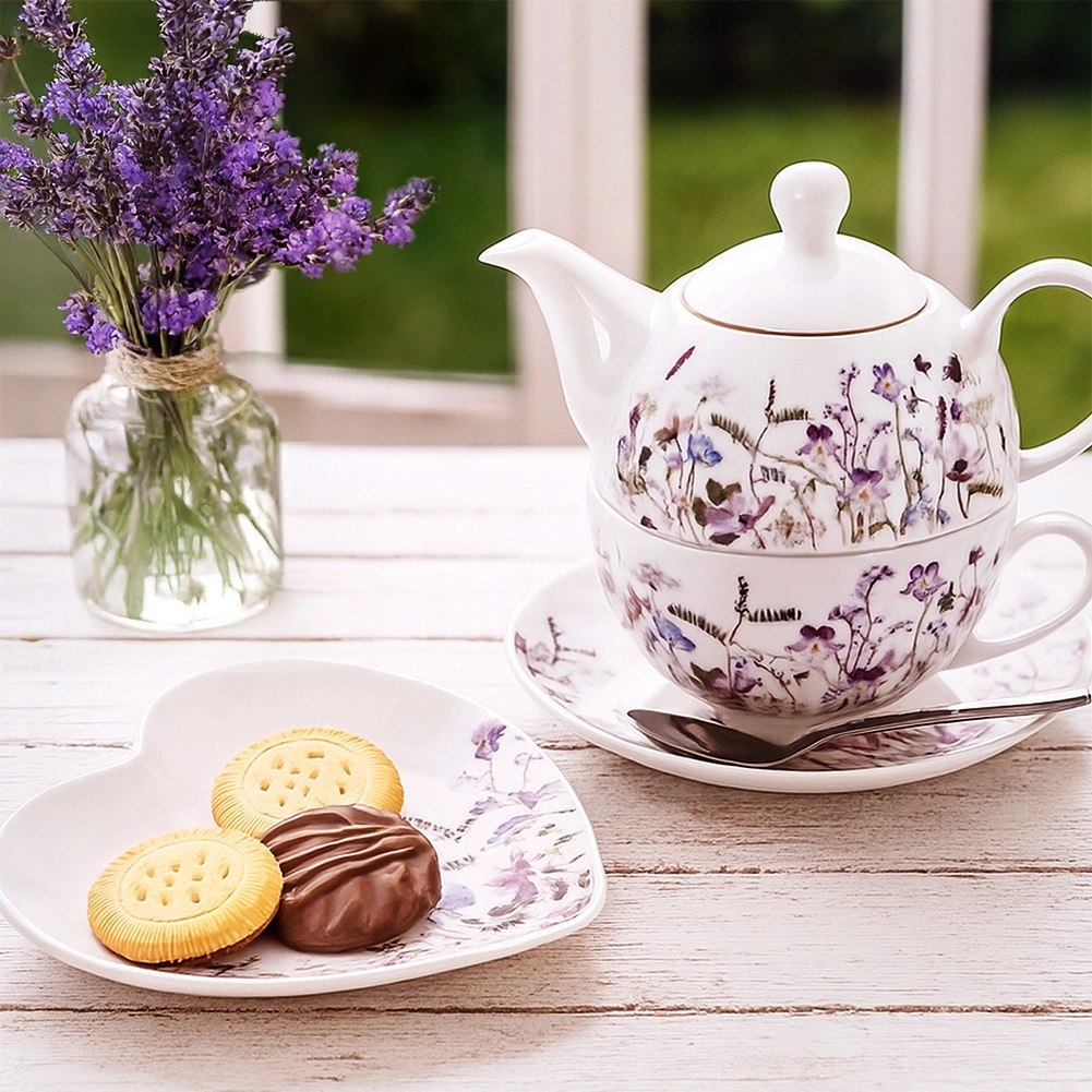 Talerzyk w Kształcie Serca Porcelana 17 cm Louka Kwiaty na Prezent - obrazek 4