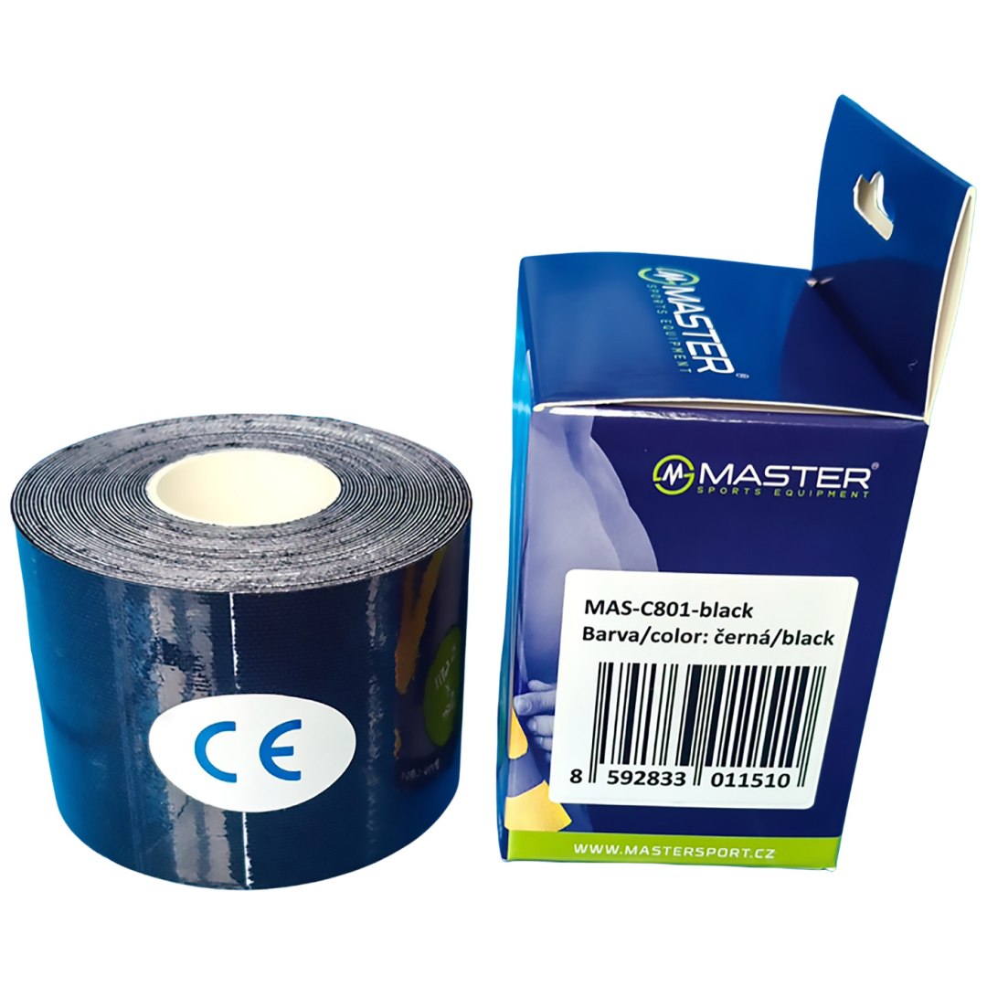 Taśma Tejpy do Kinesiotapingu Kinezjologiczna Czarna MASTER 5 cm x 5 m - obrazek 2