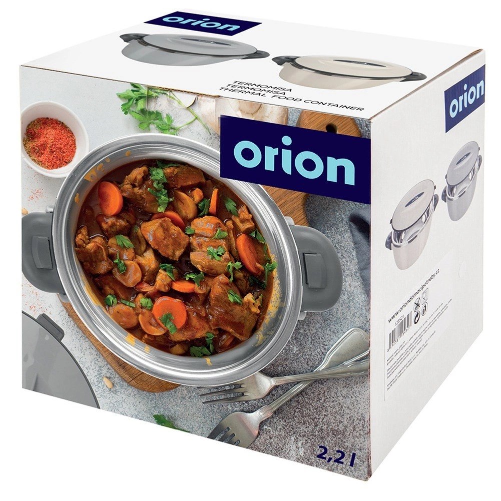 Termomisa Obiadowa TERMO Stalowa 2 L ORION Szary z Praktycznymi Uchwytami - obrazek 5