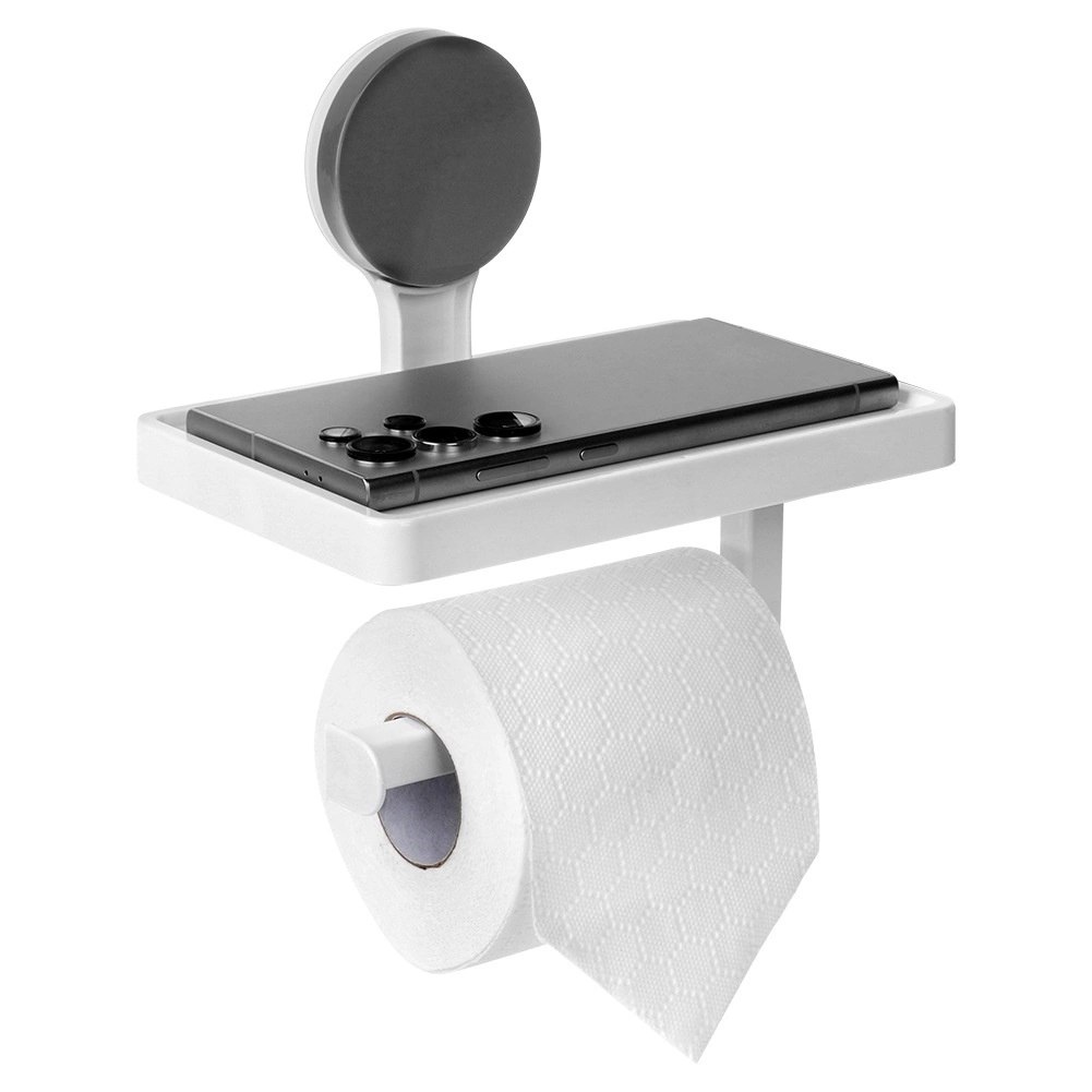 Uchwyt na Papier Toaletowy z Półką BATHROOM na Przyssawkę 18 x 17,5 cm