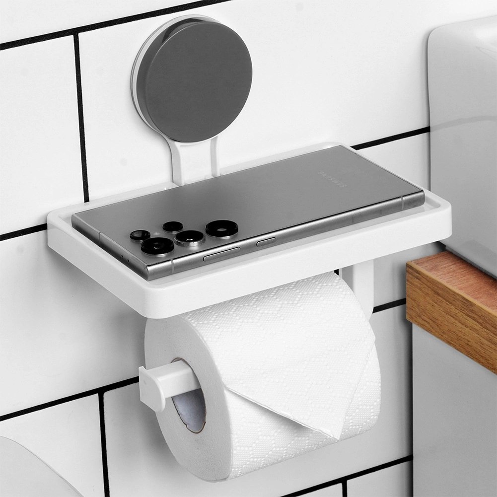 Uchwyt na Papier Toaletowy z Półką BATHROOM na Przyssawkę 18 x 17,5 cm - obrazek 2