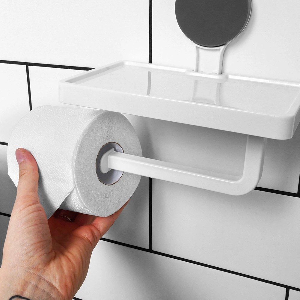 Uchwyt na Papier Toaletowy z Półką BATHROOM na Przyssawkę 18 x 17,5 cm - obrazek 4