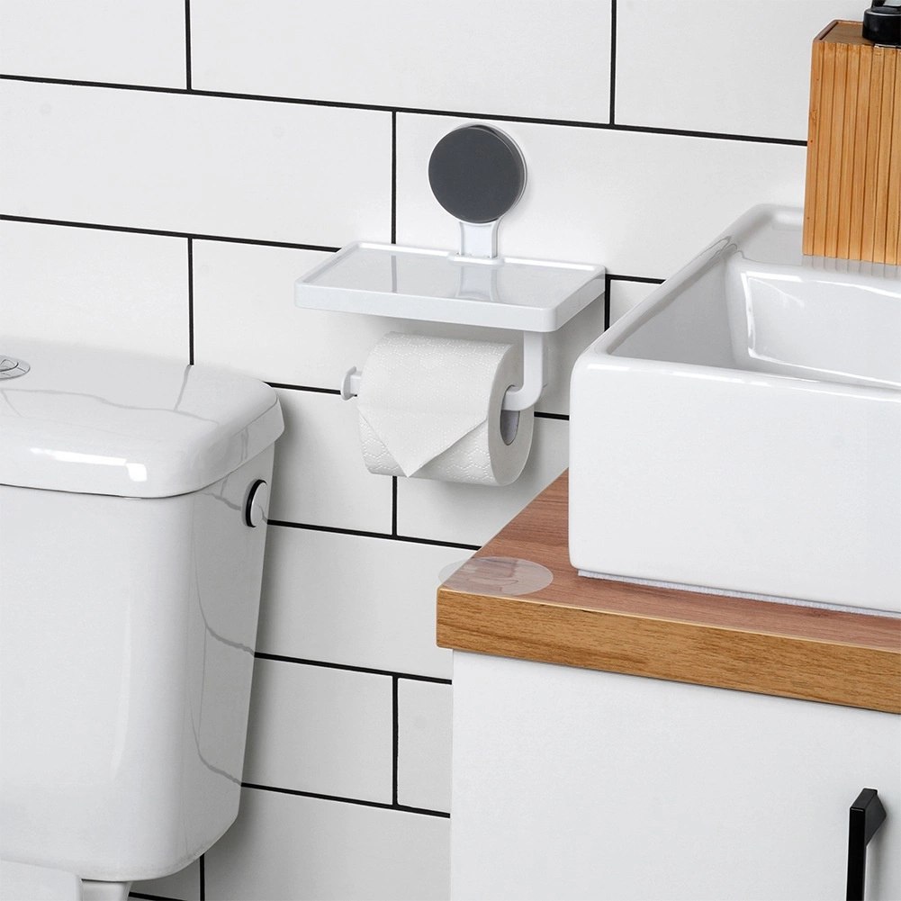 Uchwyt na Papier Toaletowy z Półką BATHROOM na Przyssawkę 18 x 17,5 cm - obrazek 5