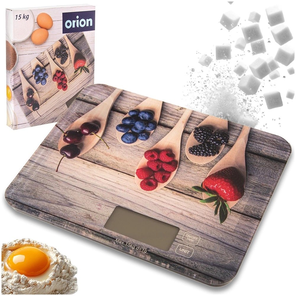 Waga Kuchenna Cyfrowa Szklana do 15 kg LCD Funkcja TARA Owoce - obrazek 6
