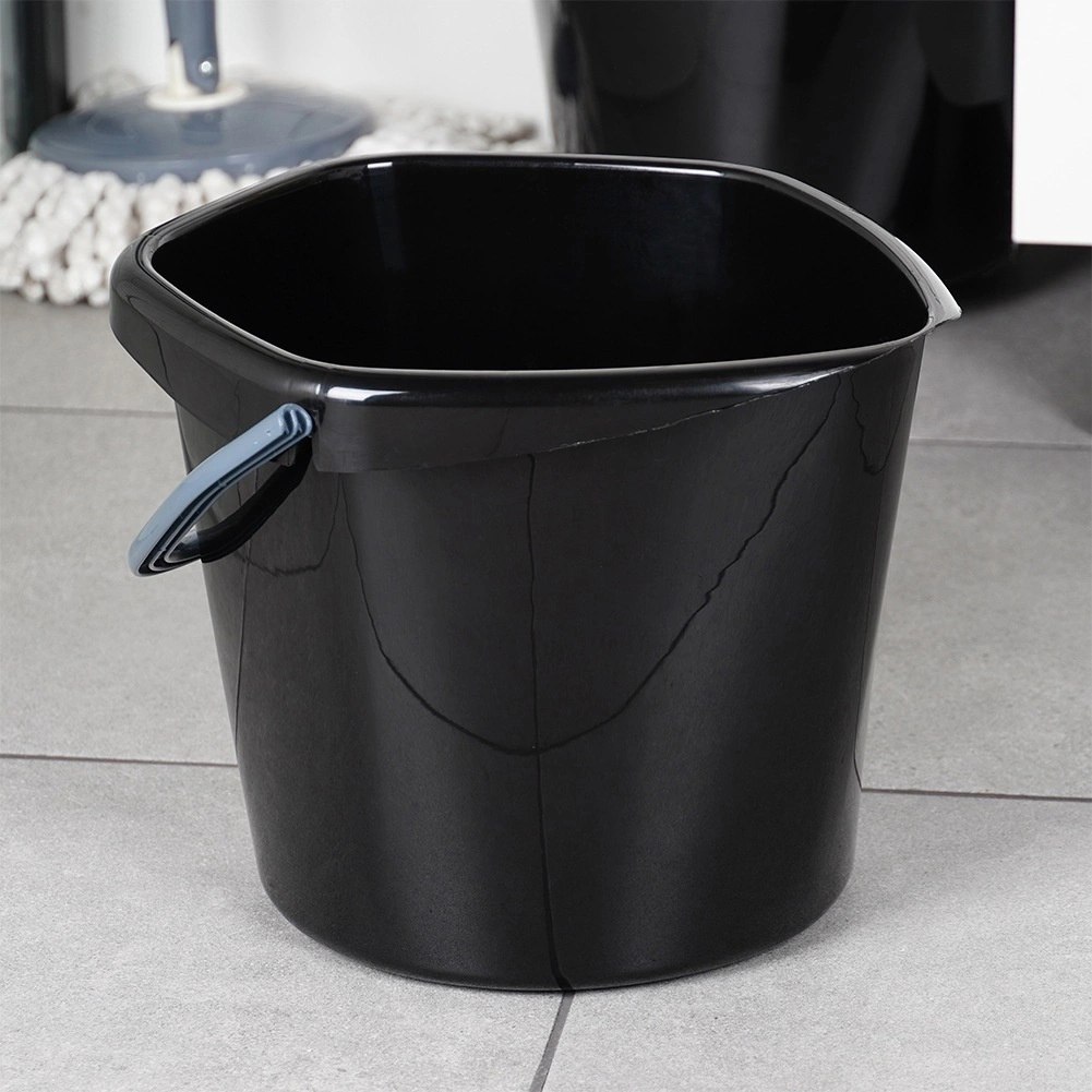 Wiadro Gospodarcze Plastikowe Czarne 10 L VILDE Wygodna Wylewka - obrazek 2