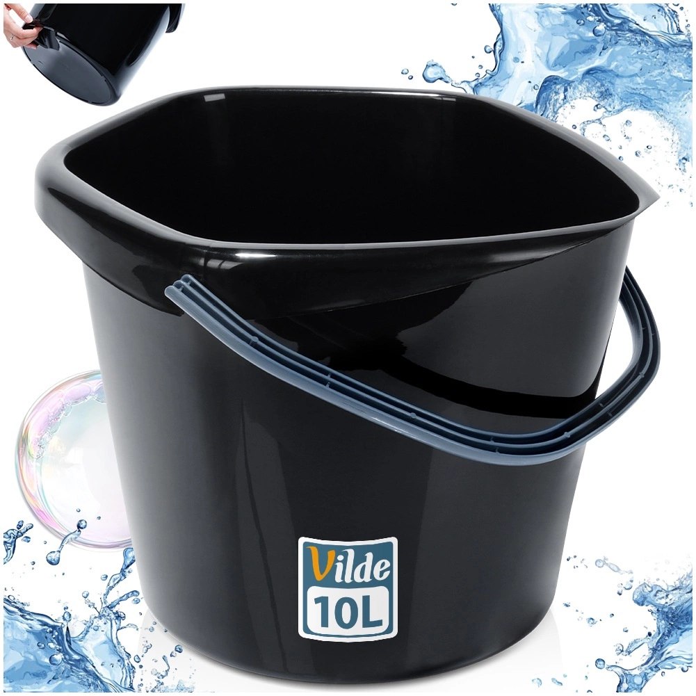 Wiadro Gospodarcze Plastikowe Czarne 10 L VILDE Wygodna Wylewka - obrazek 5