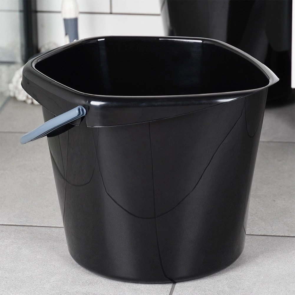 Wiadro Gospodarcze Plastikowe Czarne 14 L VILDE Poręczny Uchwyt - obrazek 2
