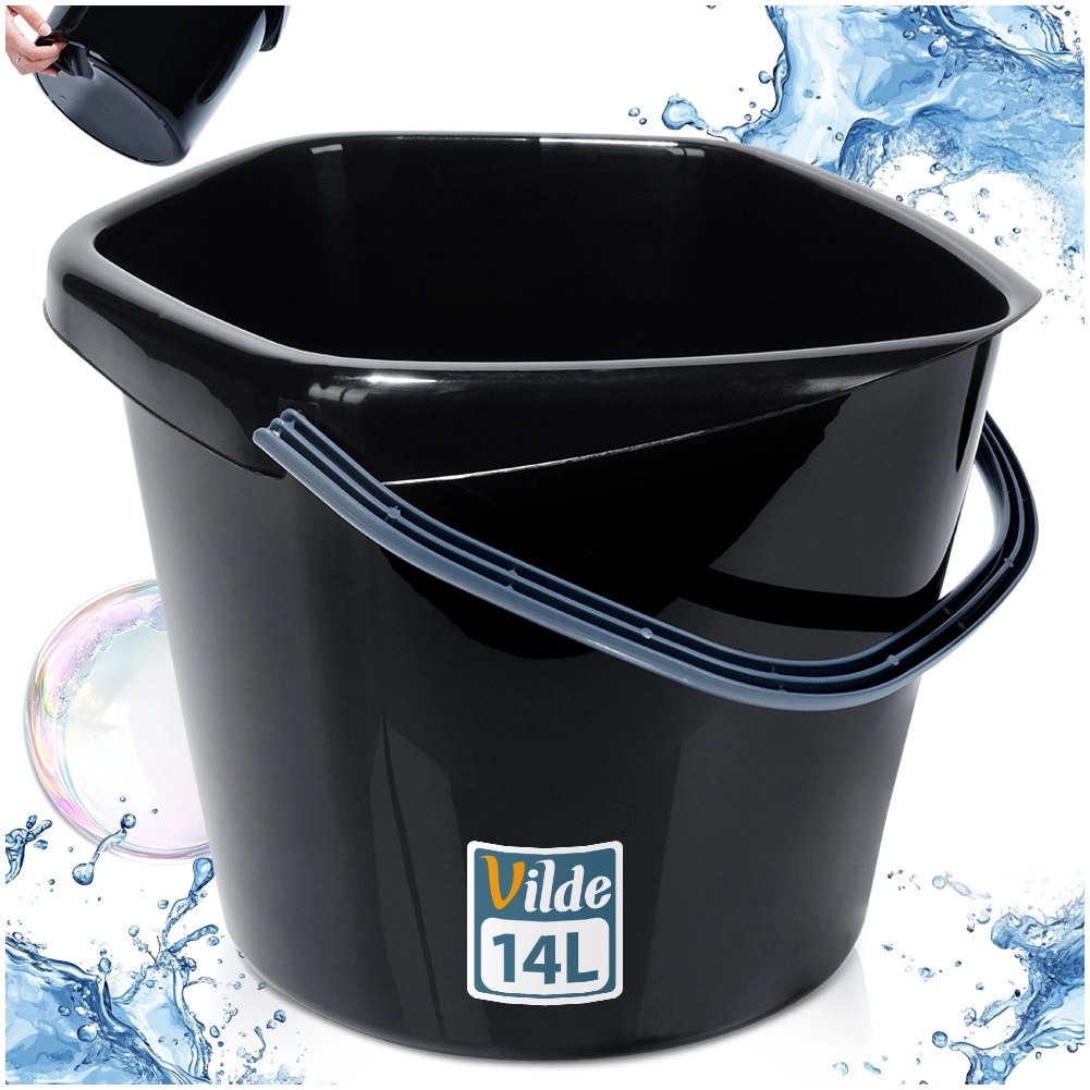 Wiadro Gospodarcze Plastikowe Czarne 14 L VILDE Poręczny Uchwyt - obrazek 5