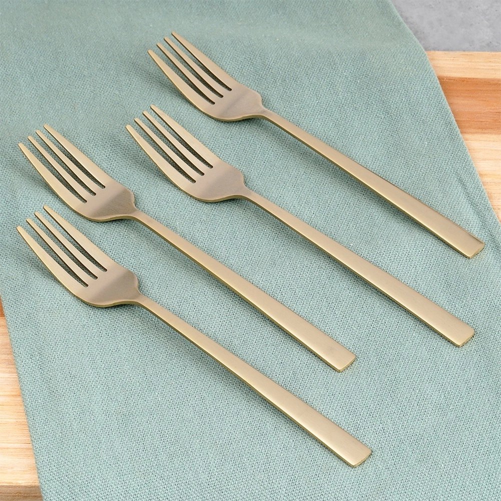 Widelczyki Deserowe Stal Złote 15 cm EXCELLENT HOUSEWARE Zestaw 4 szt. - obrazek 2