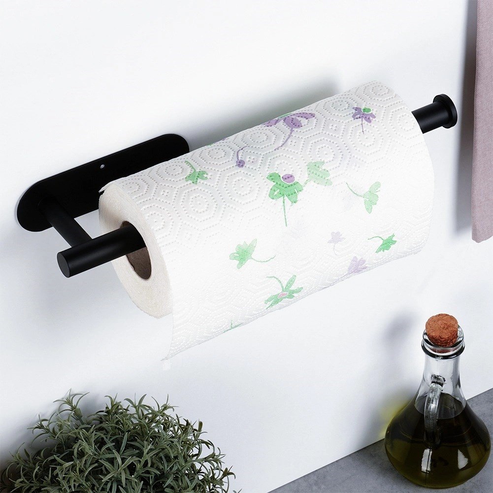 Wieszak na Ręcznik Papierowy VILDE Czarny Stal Nierdzewna 33,5 cm - obrazek 2