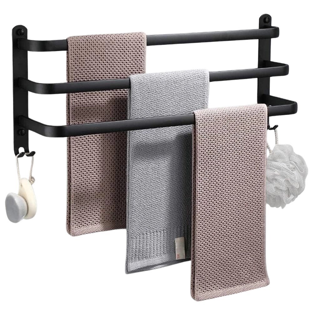 Wieszak na Ręczniki Ścienny Aluminiowy Mocny Czarny VILDE 50 cm