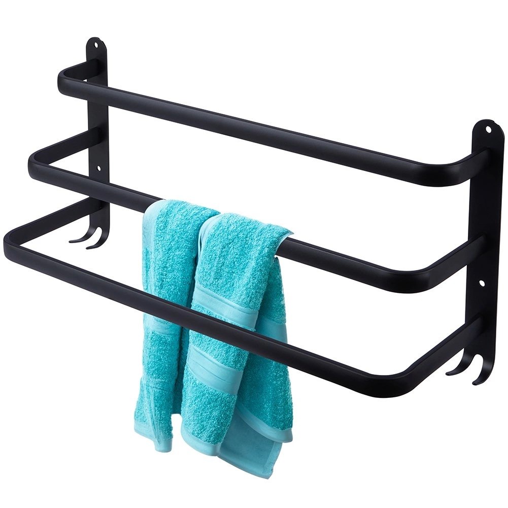 Wieszak na Ręczniki Ścienny Aluminiowy Mocny Czarny VILDE 50 cm - obrazek 6