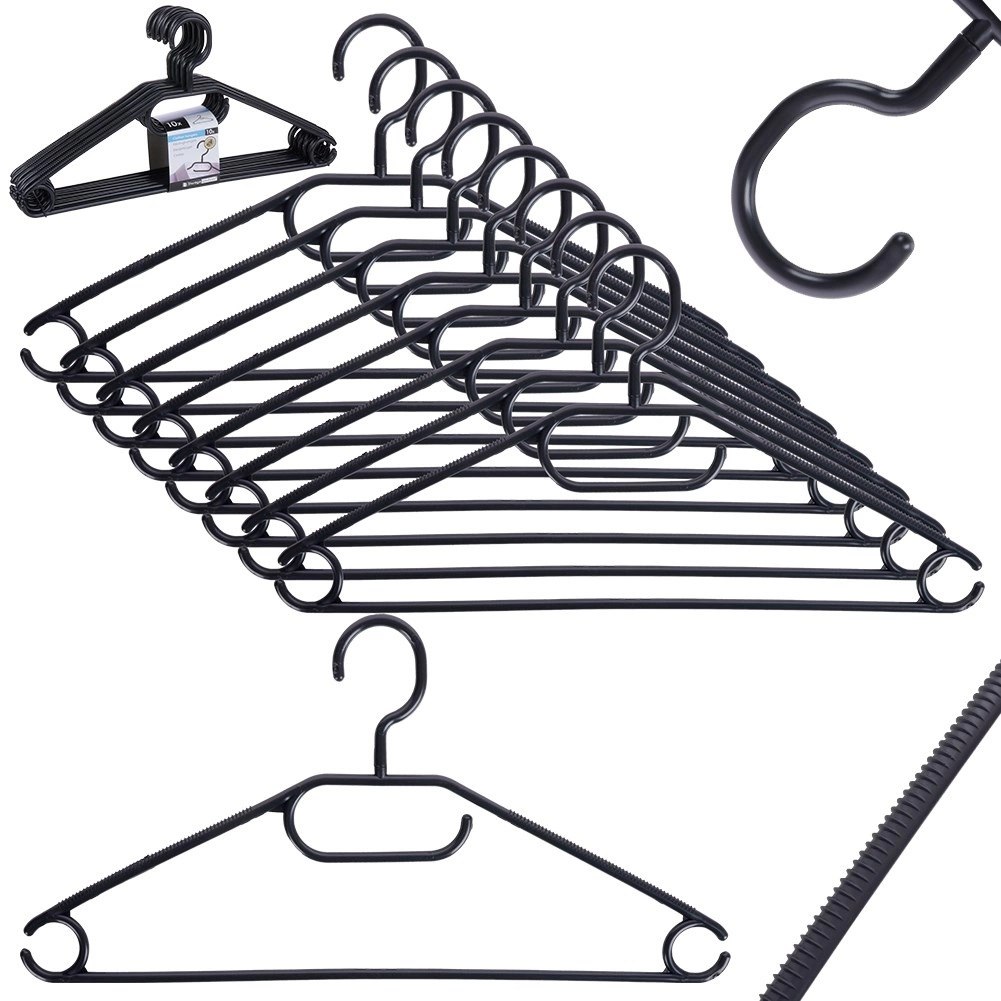 Wieszaki na Ubrania Czarne 10 szt. STORAGE SOLUTIONS Obrotowe Praktyczne - obrazek 8