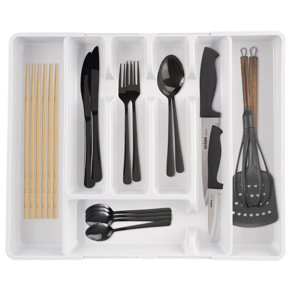 Wkład Organizer na Sztućce do Szuflady Rozsuwany Biały VILDE 36,5 x 27,5 cm