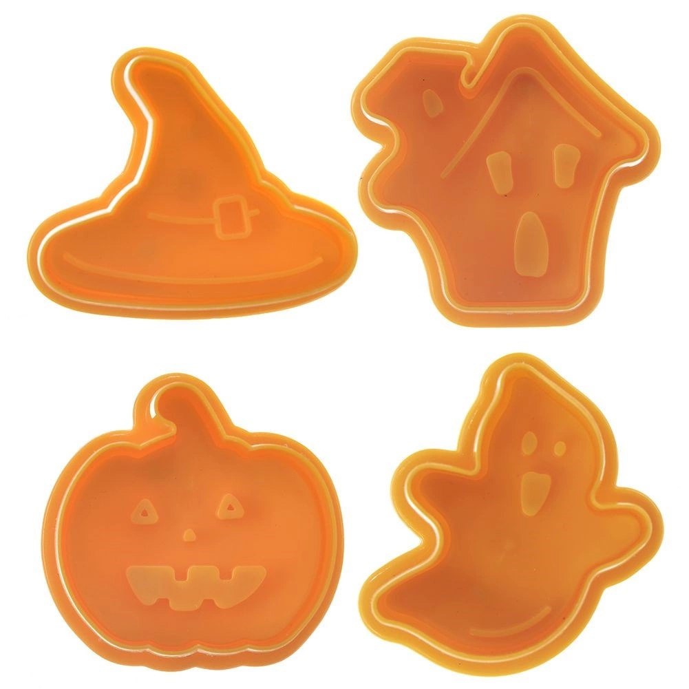 Wykrawacze do Ciastek 4 szt. ORION Halloween z Tłokiem Pomarańczowe - obrazek 3