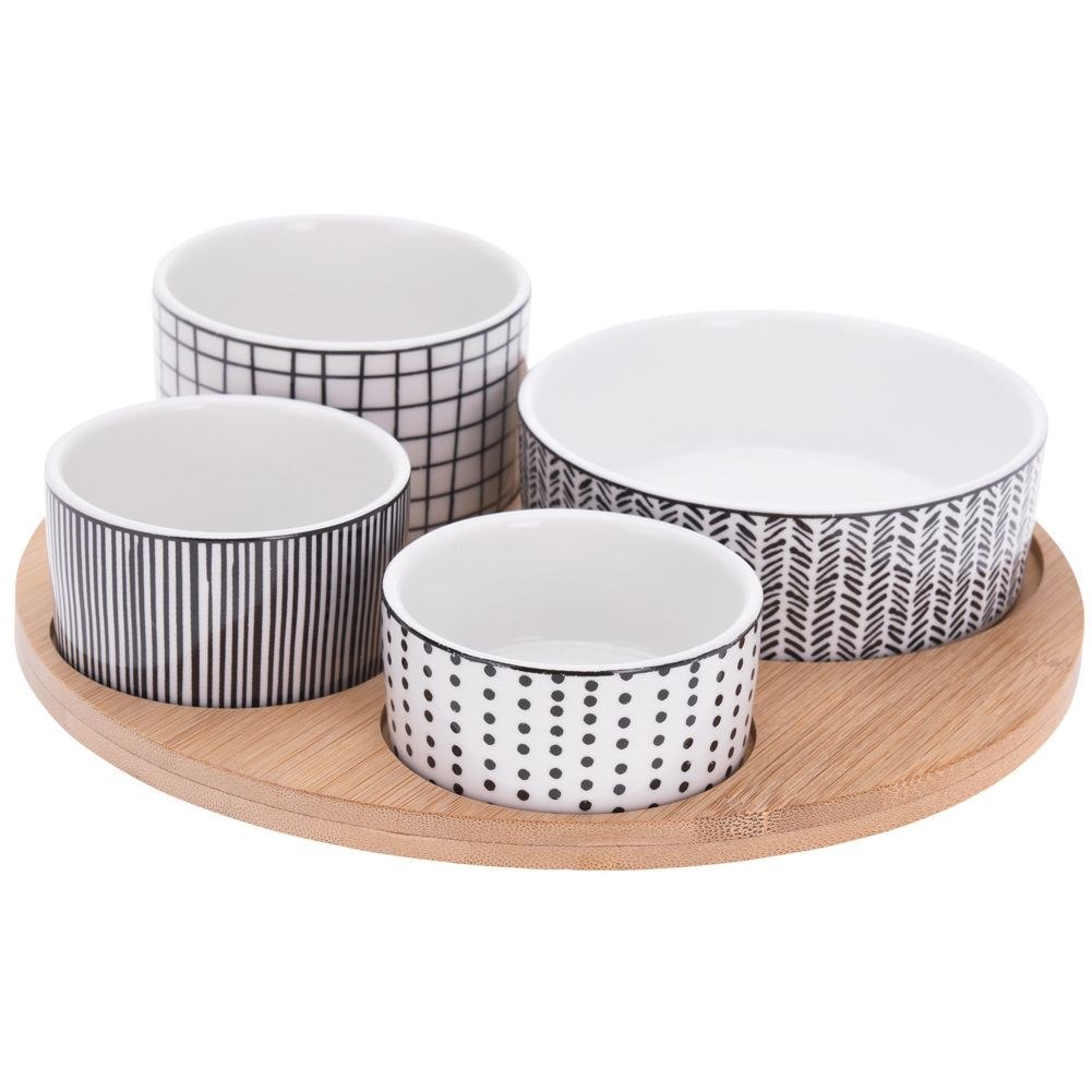 Zestaw do Przystawek Przekąsek 4 Miseczki + Deska EXCELLENT HOUSEWARE - obrazek 2