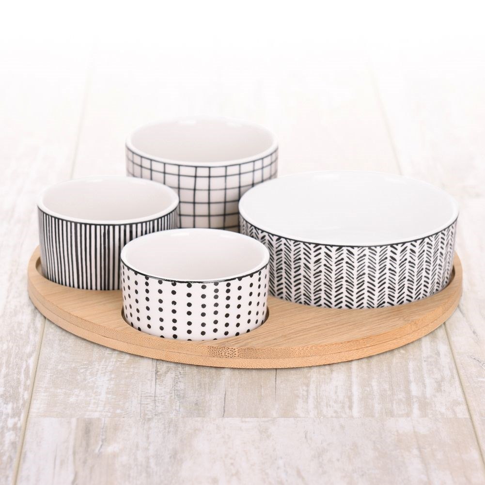 Zestaw do Przystawek Przekąsek 4 Miseczki + Deska EXCELLENT HOUSEWARE - obrazek 3