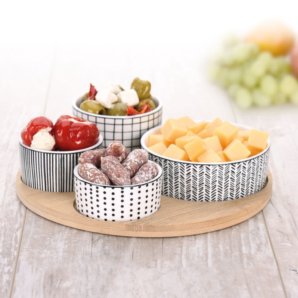 Zestaw do Przystawek Przekąsek 4 Miseczki + Deska EXCELLENT HOUSEWARE - obrazek 4