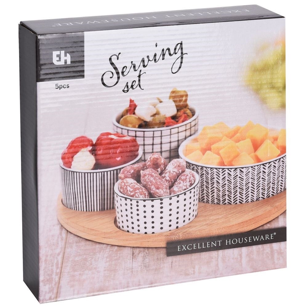 Zestaw do Przystawek Przekąsek 4 Miseczki + Deska EXCELLENT HOUSEWARE - obrazek 5