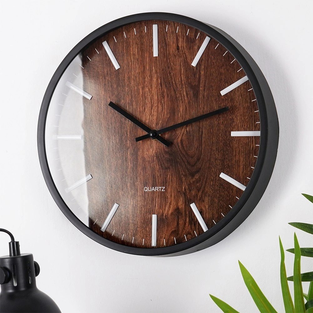 Zegar Ścienny Wiszący Okrągły Czarny Klasyczny do Salonu VILDE 29,5 cm - obrazek 2