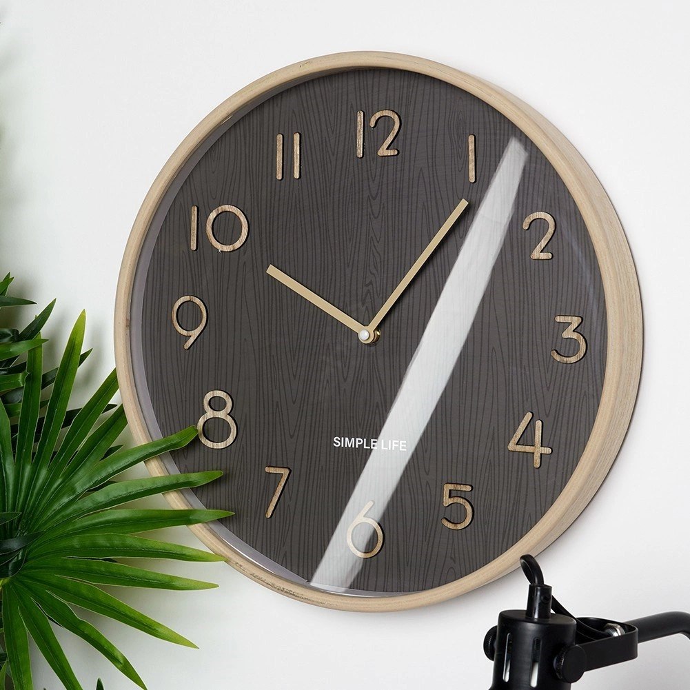 Zegar Ścienny 38 cm VILDE Okrągły Szary Płyta MDF Styl Klasyczny - obrazek 2