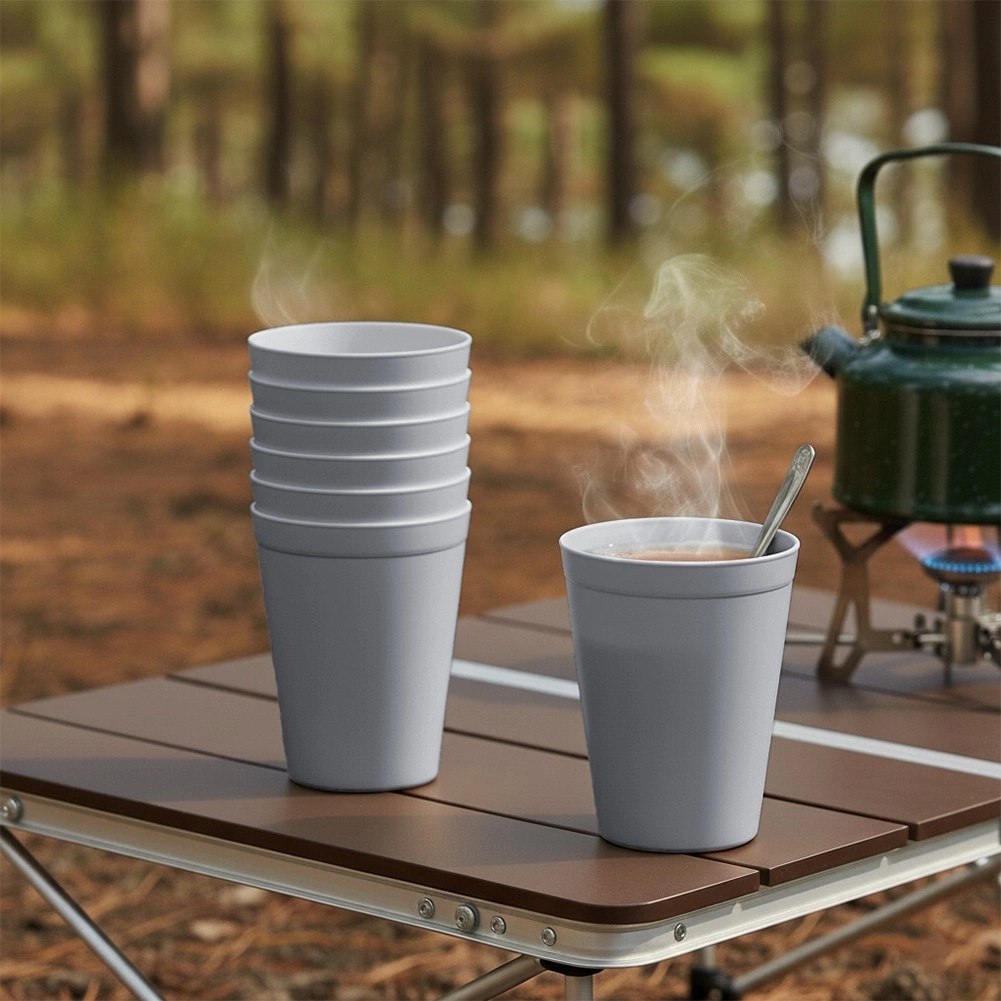Zestaw 6 Kubków 300 ml Szare Nietłukące na Piknik Camping Sandy - obrazek 2