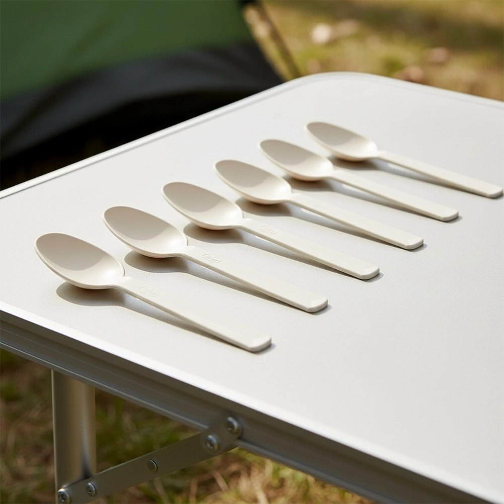 Zestaw 6 Łyżek Plastikowych Kremowe Sandy na Piknik Camping ORION - obrazek 2