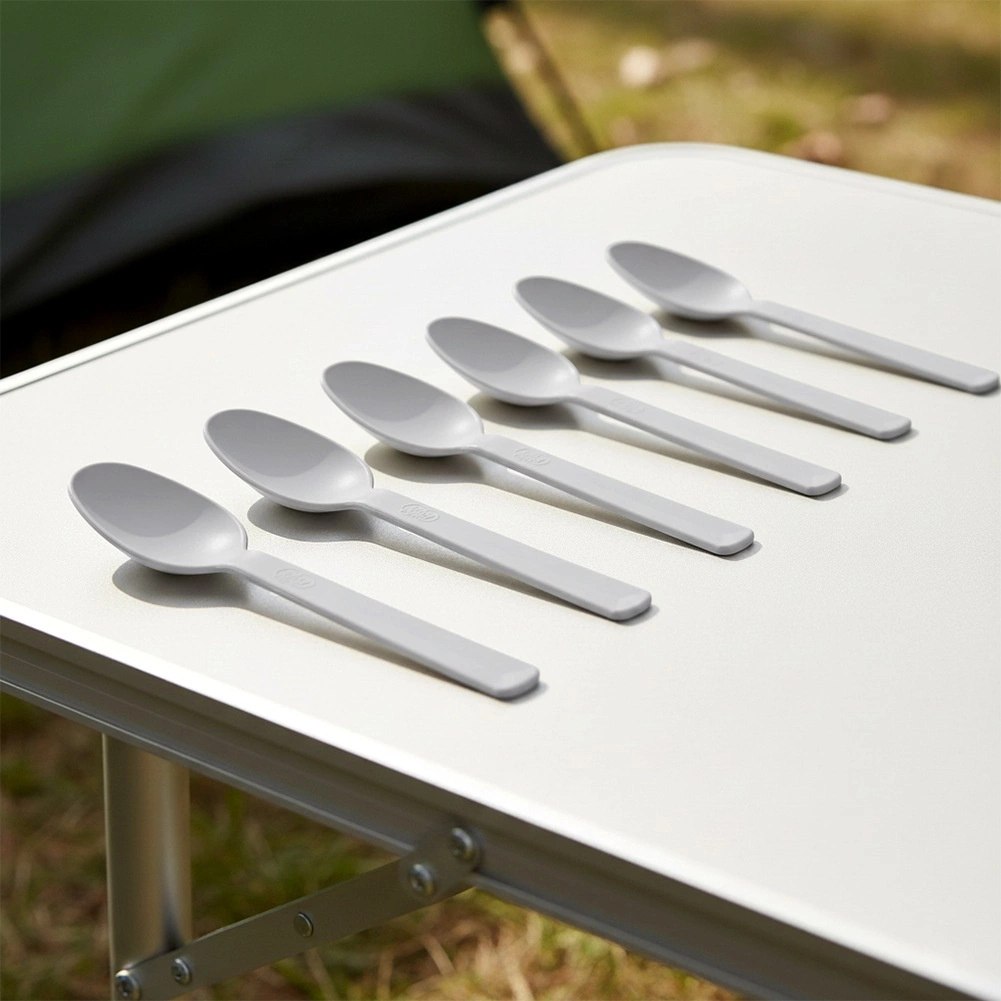 Zestaw 6 Łyżek Plastikowych Szare Lekkie Nietłukące Sandy ORION Piknik - obrazek 2