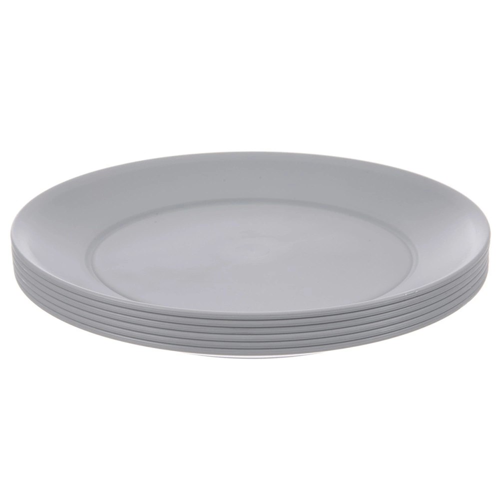 Zestaw 6 Talerzy Obiadowych 23,5 cm Szare Nietłukące do Mikrofali - obrazek 3