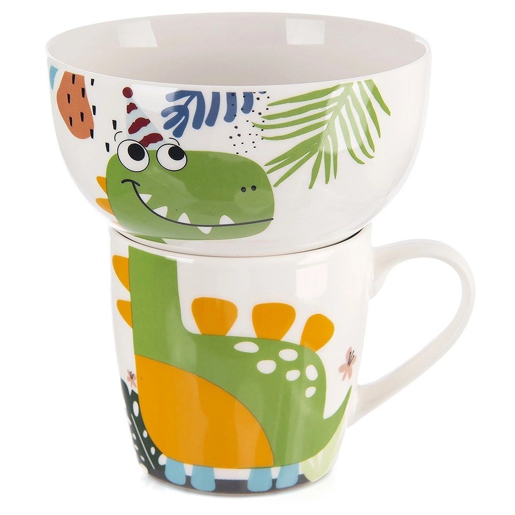 Zestaw Kubek Miseczka dla Dziecka Dziecięcy Porcelanowy Dinozaur ORION 2el. - obrazek 6