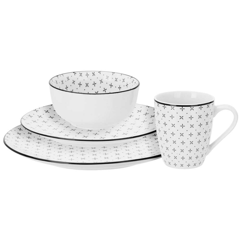 Zestaw Obiadowy Porcelana 16 elementów Talerze Kubki na 4 Osoby - obrazek 3