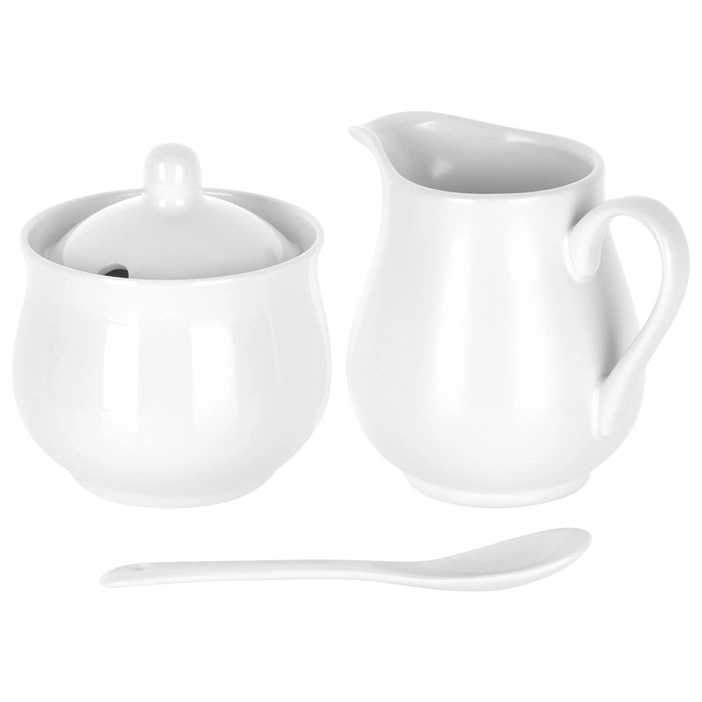 Zestaw Porcelanowy Mlecznik 250ml i Cukierniczka 230ml Białe - obrazek 3