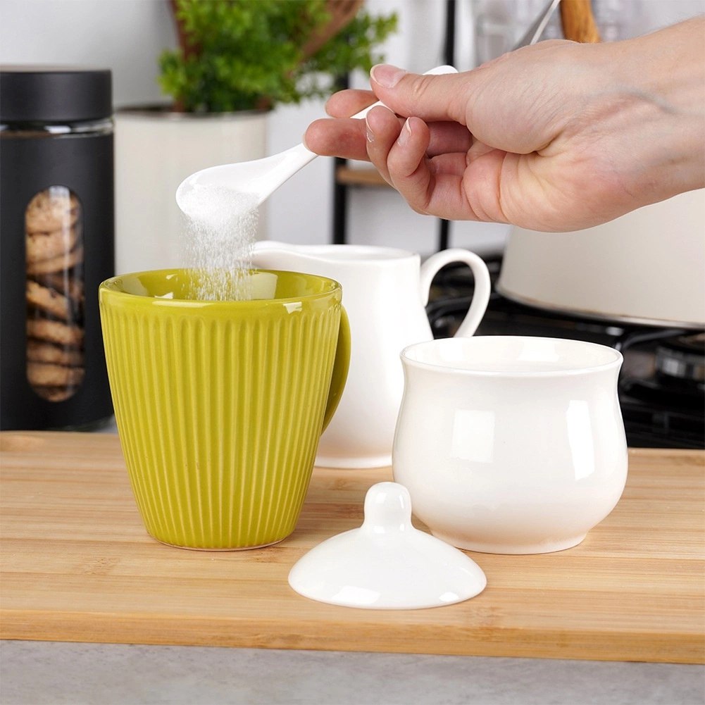 Zestaw Porcelanowy Mlecznik 250ml i Cukierniczka 230ml Białe - obrazek 4