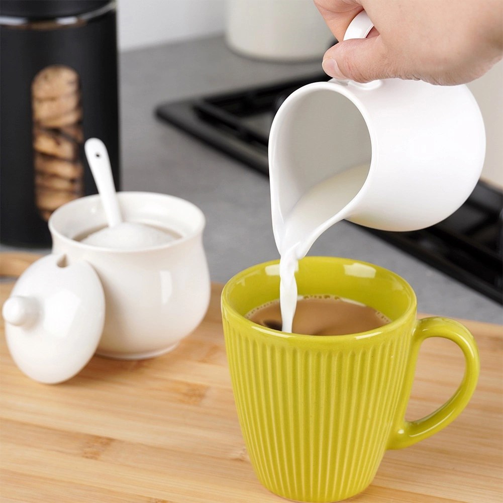 Zestaw Porcelanowy Mlecznik 250ml i Cukierniczka 230ml Białe - obrazek 5