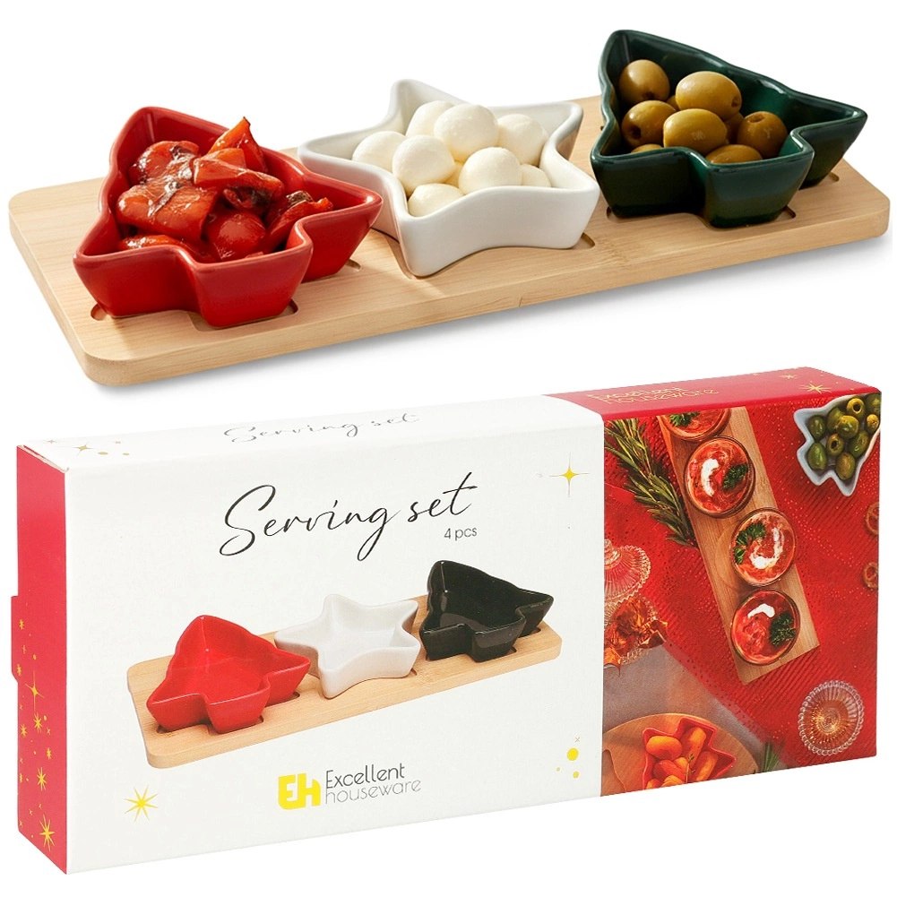 Zestaw do Serwowania 4 el. Porcelana Choinka Gwiazda Bambus Prezent - obrazek 5