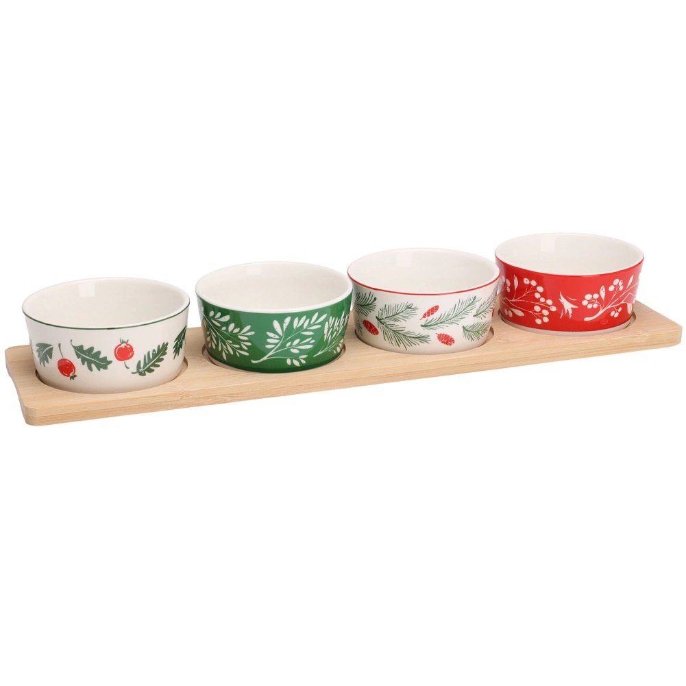 Zestaw do Serwowania Świąteczne Wzory 5 el. Porcelana Bambus Dekoracja - obrazek 3