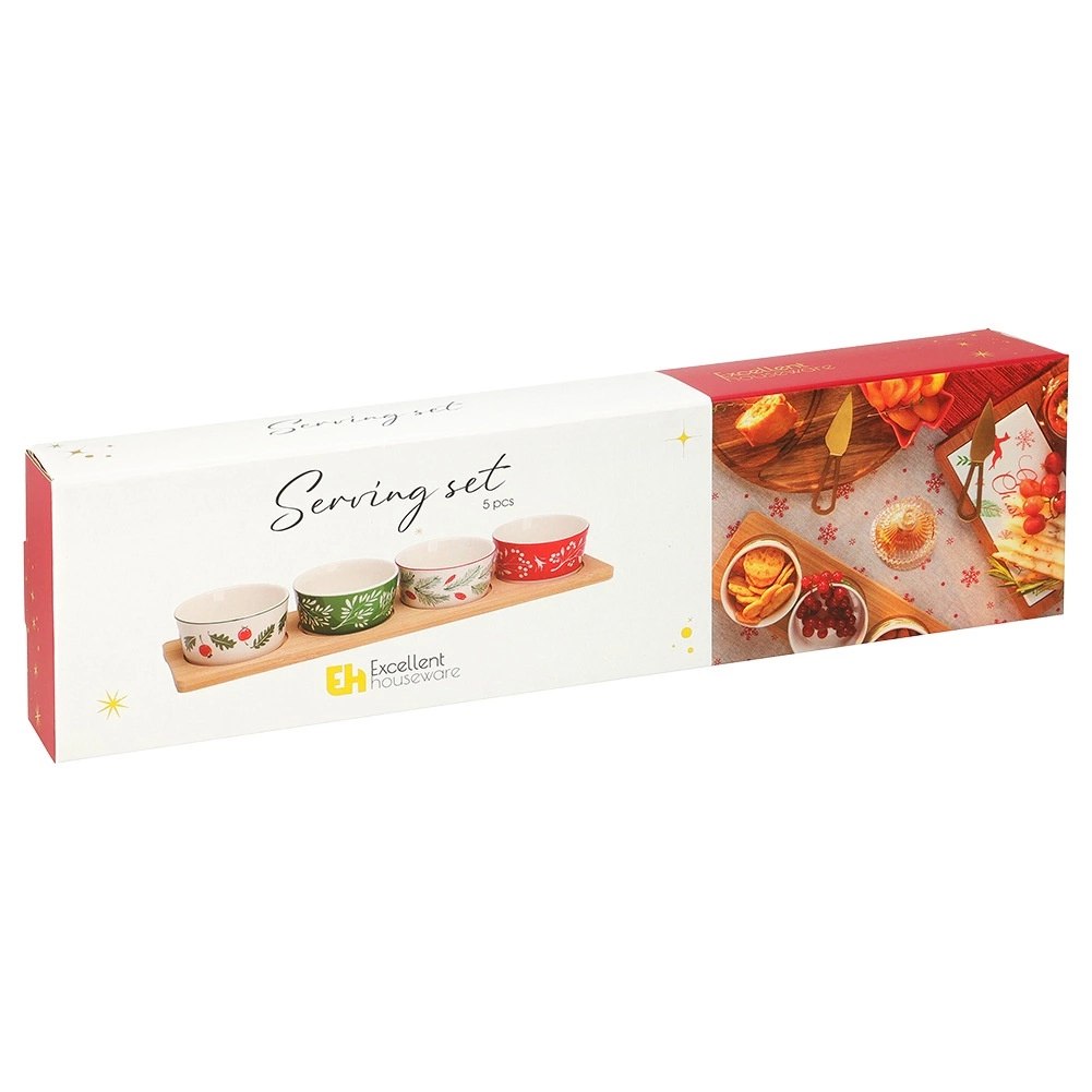 Zestaw do Serwowania Świąteczne Wzory 5 el. Porcelana Bambus Dekoracja - obrazek 4