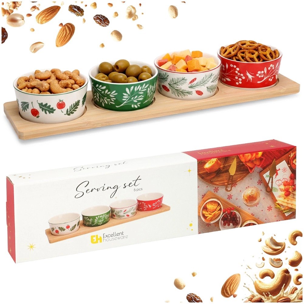 Zestaw do Serwowania Świąteczne Wzory 5 el. Porcelana Bambus Dekoracja - obrazek 5