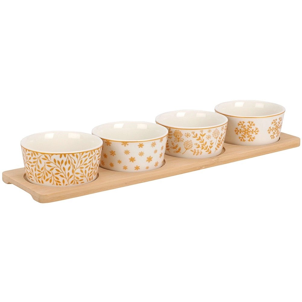 Zestaw do Serwowania Złote Wzory 5 el. Porcelana Bambus Dekoracja - obrazek 3
