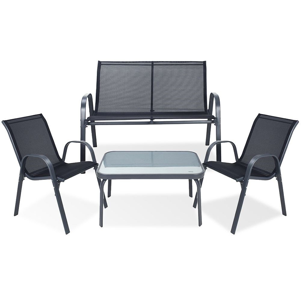 Zestaw Mebli Ogrodowych 4 el. AMBIANCE Metal Sofa Fotele Stolik