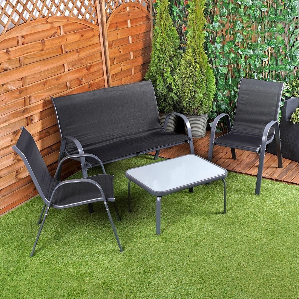 Zestaw Mebli Ogrodowych 4 el. AMBIANCE Metal Sofa Fotele Stolik - obrazek 2