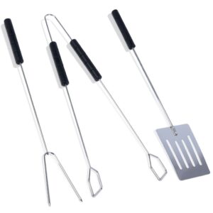 Zestaw Przyborów do Grilla 3 el. BBQ Stal Chromowana Długość 38 cm