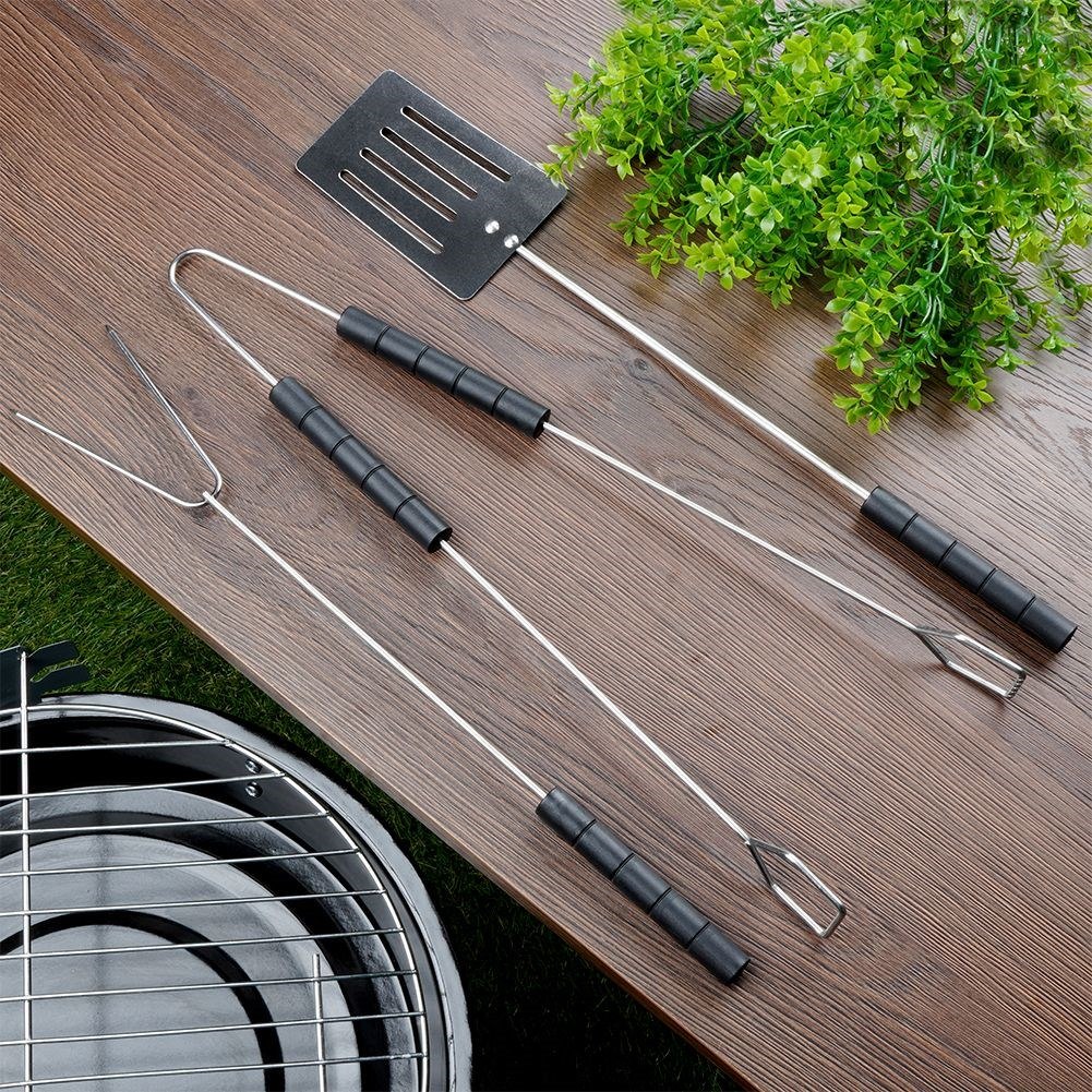 Zestaw Przyborów do Grilla 3 el. BBQ Stal Chromowana Długość 38 cm - obrazek 2