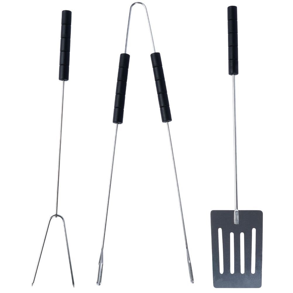 Zestaw Przyborów do Grilla 3 el. BBQ Stal Chromowana Długość 38 cm - obrazek 3