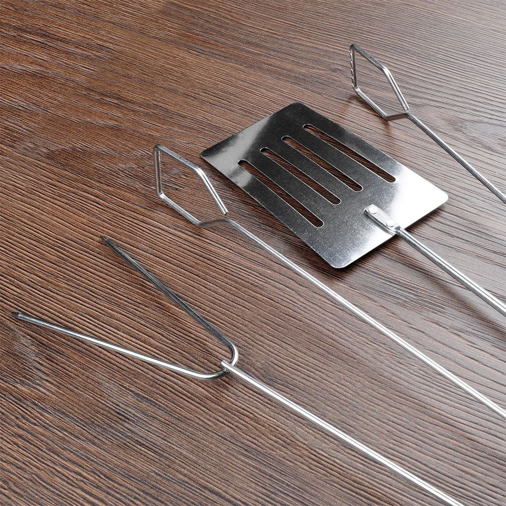Zestaw Przyborów do Grilla 3 el. BBQ Stal Chromowana Długość 38 cm - obrazek 4