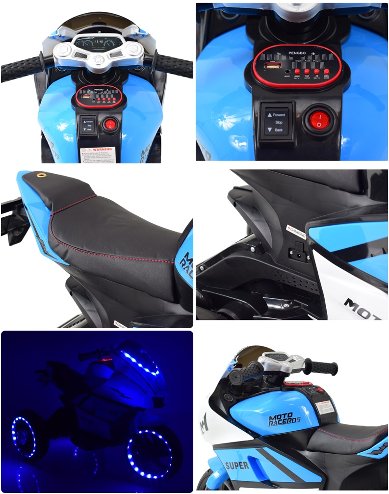 DUŻY MOTOR ŚCIGACZ STRONG 2 EXCLUSIVE, ŚWIECĄCE KOŁA, 3 KOŁOWY/HT5188 - obrazek 12